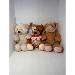 Build A Bear Workshop Plush Lot of 3 Teddy Bear, Dog, Rabbit 2009-2012-2024